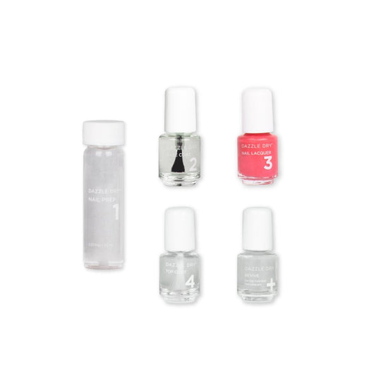Carnival Coral Mini Kit - Mini Nail Prep Bottle, Mini Base Coat Bottle, Carnival Coral Mini Nail Lacquer Bottle, Mini Top Coat Bottle, Mini Revive Bottle
