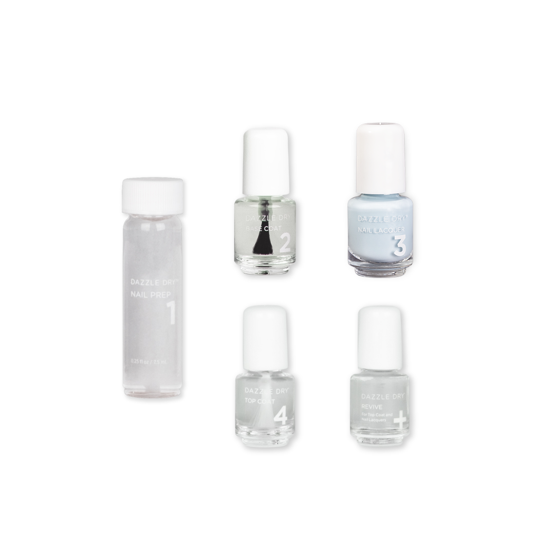 Checkmate Mini Kit - Mini Nail Prep Bottle, Mini Base Coat Bottle, Checkmate Mini Nail Lacquer Bottle, Mini Top Coat Bottle, Mini Revive Bottle