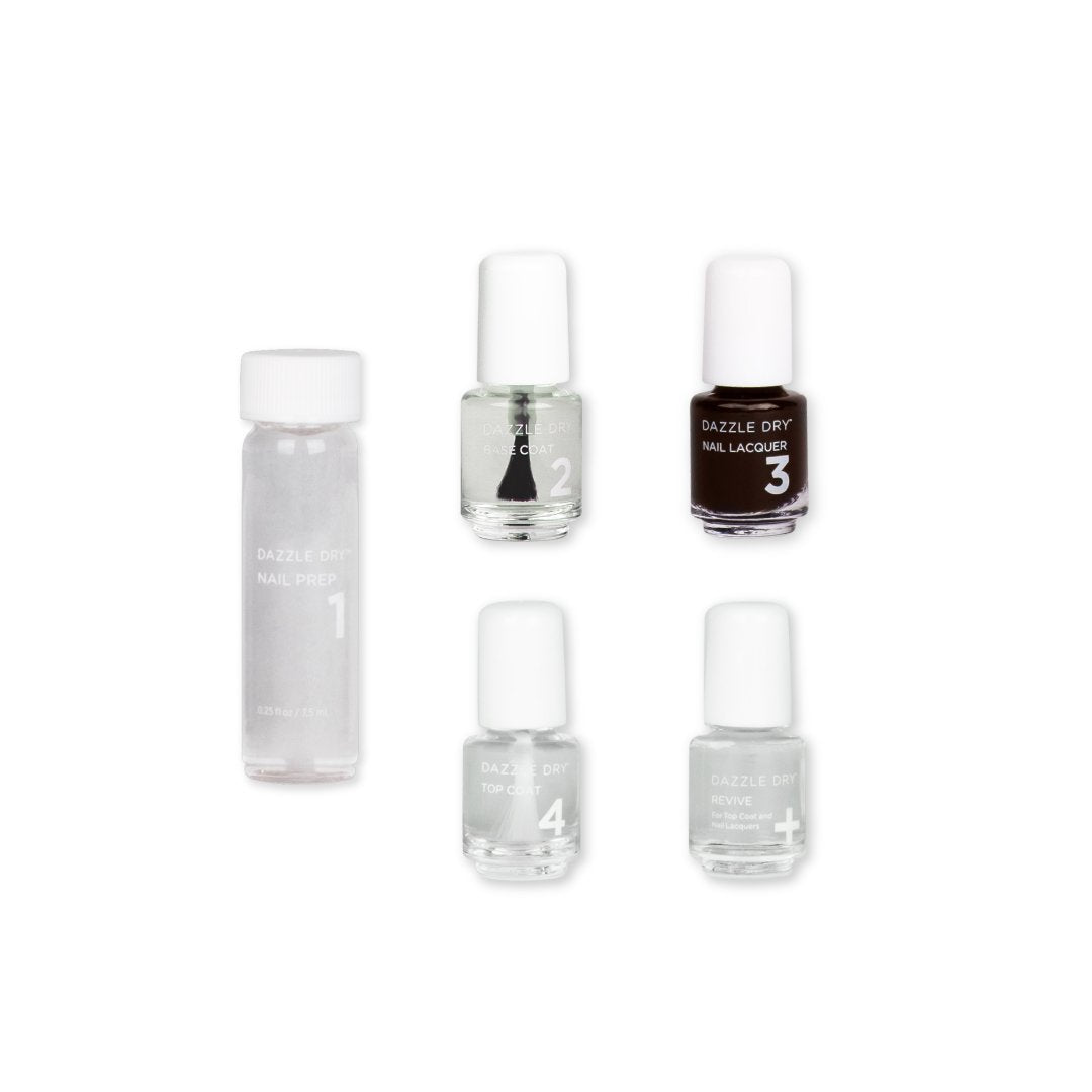 Forbidden Passion Mini Kit - Mini Nail Prep Bottle, Mini Base Coat Bottle, Forbidden Passion Mini Nail Lacquer Bottle, Mini Top Coat Bottle, Mini Revive Bottle