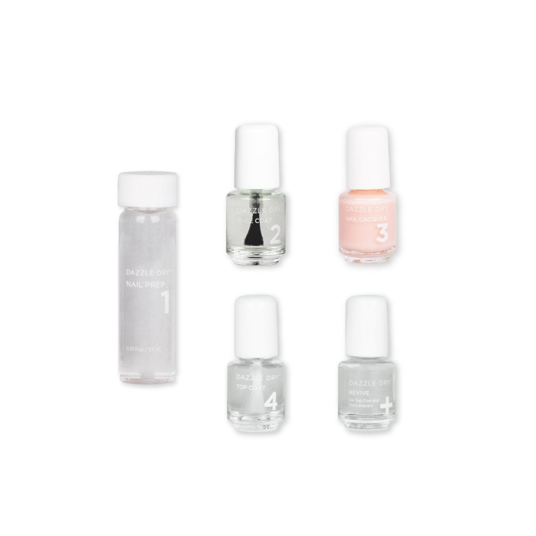 Livin' La Vida Yoga Mini Kit - Mini Nail Prep Bottle, Mini Base Coat Bottle, Livin' La Vida Yoga Mini Nail Lacquer Bottle, Mini Top Coat Bottle, Mini Revive Bottle