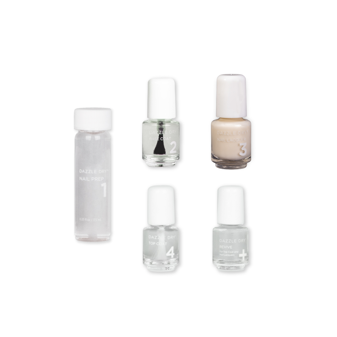Pawn Mini Kit - Mini Nail Prep Bottle, Mini Base Coat Bottle, Pawn Mini Nail Lacquer Bottle, Mini Top Coat Bottle, Mini Revive Bottle