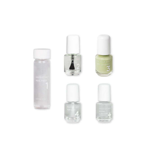 Pistachio Mini Kit - Mini Nail Prep Bottle, Mini Base Coat Bottle, Pistachio Mini Nail Lacquer Bottle, Mini Top Coat Bottle, Mini Revive Bottle