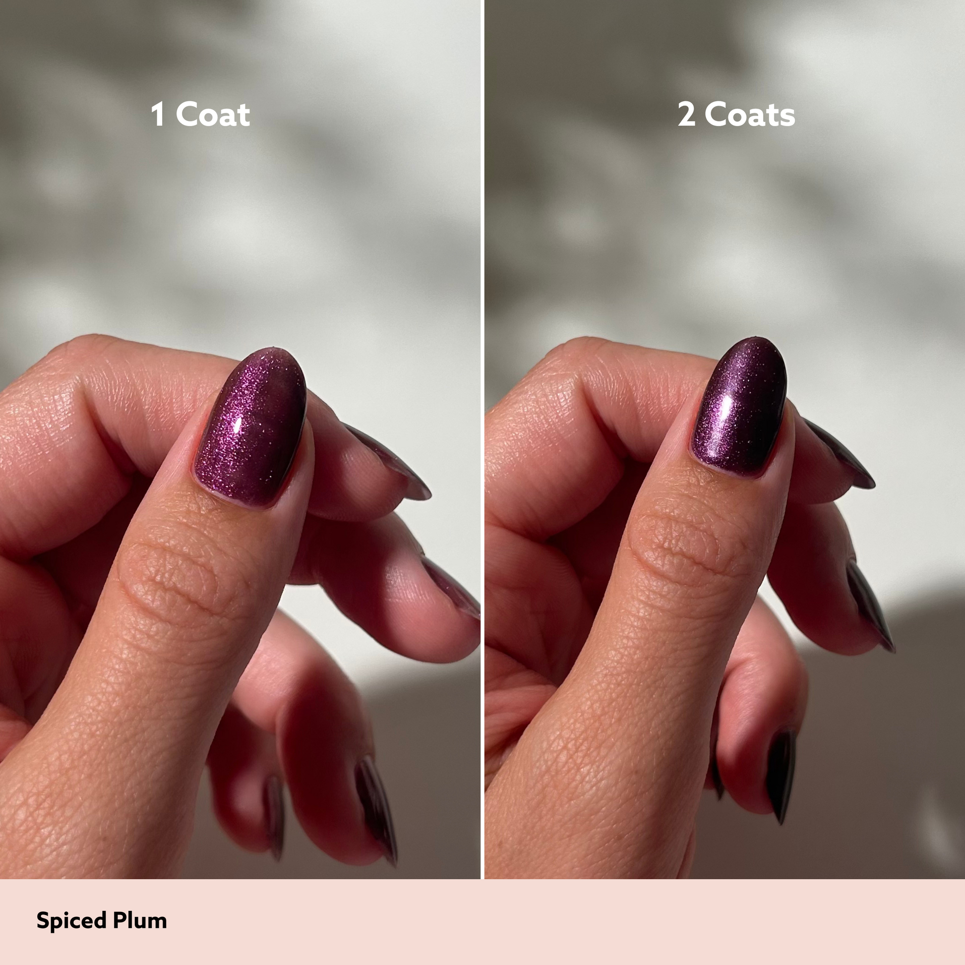 Spiced Plum by Dazzle Dry Lacquer Painted One Coat vs. 2 Coats